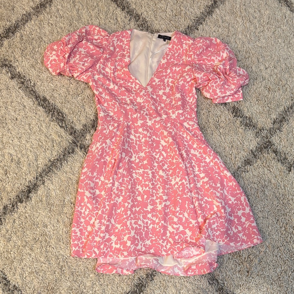 1. State Pink and White Abstract Dress